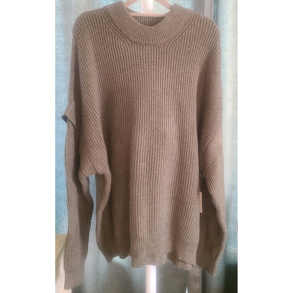 New Terra & Sky Sweater 2X 20W-22W Olive Green Crew Neck Long Sleeve Knit Plus